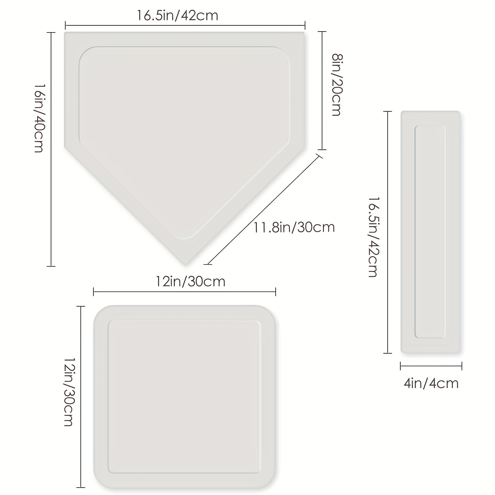 5pcs Baseball Bases Set Softball Rubber Base