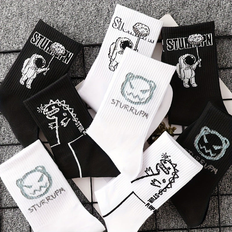 Men's Crew Socks Cartoon Pattern Basketball Socks