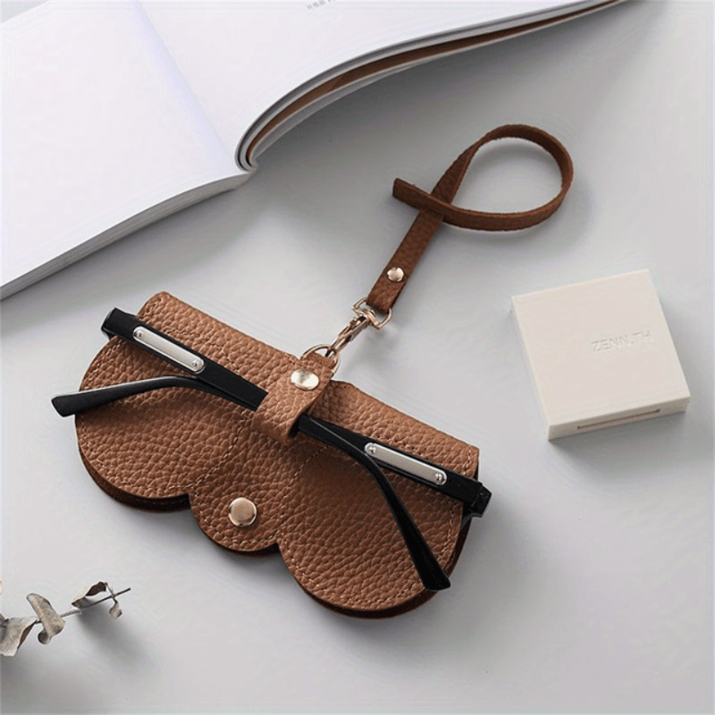 Lychee Embossed Glasses Bag PU Leather Sunglasses Pouch