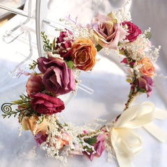 Artificial Flowers Wreath Girls Princess Party Decorative Headband