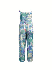 Floral Print Tie Shoulder Overalls