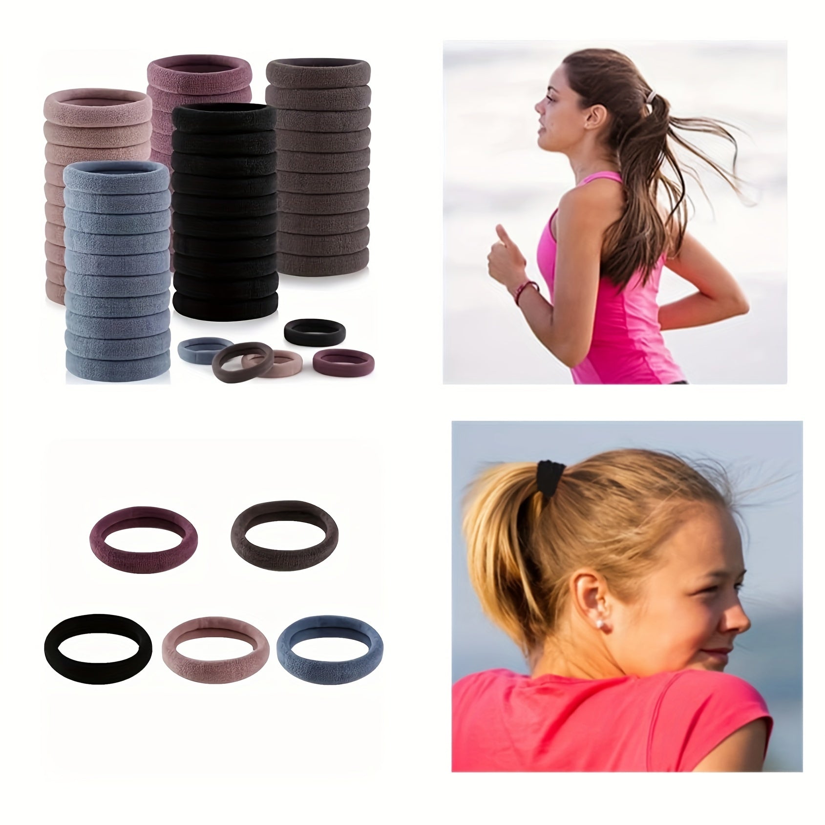 50pcs Elastic Hair Ties for Girls Seamless Stretchy Hair Band for Kids