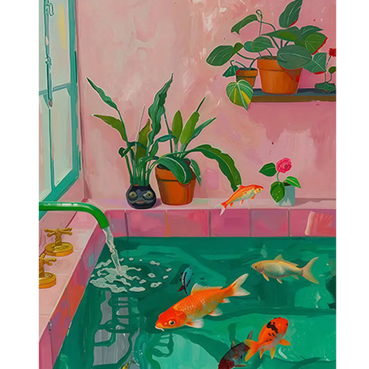 Little Carp in Pond Acrylic Painting by Numbers Kit
