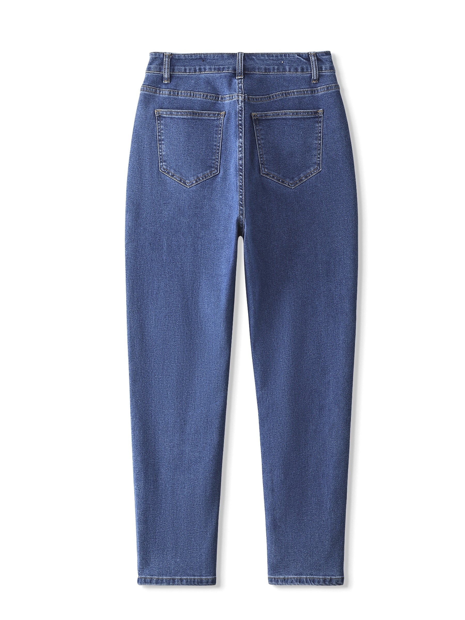 Solid Button Fly Straight Leg Jeans