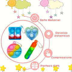 24pcs Mini Pop Keychain Fidget Toys Silicone Squeeze Sensory Toys for Kids