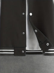 Boys Letter Graphic Varsity Jacket Long Sleeve Baseball Collar