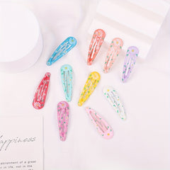 10pcs Enamel Flower Hairpins Baby Girls Oval Hair Clips Hair Accessories