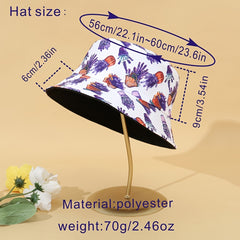 Purple Lavender Print Reversible Sun Hat Bucket Hat