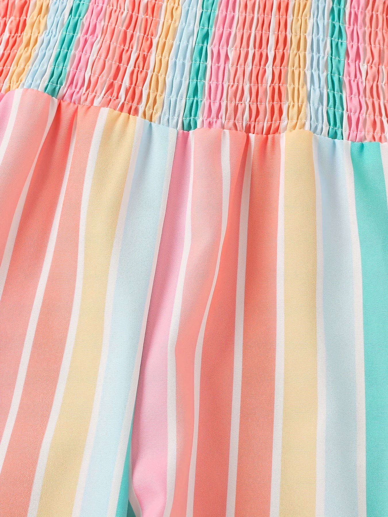 Toddler Girls Striped Frill Trim Cami Rompers Jumpsuits
