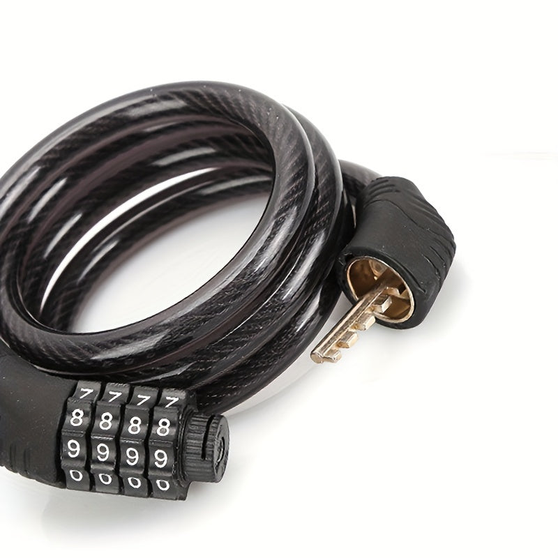 Mountain Bike 4-Digit Combo Lock Steel Wire Chain Cycling Equipment