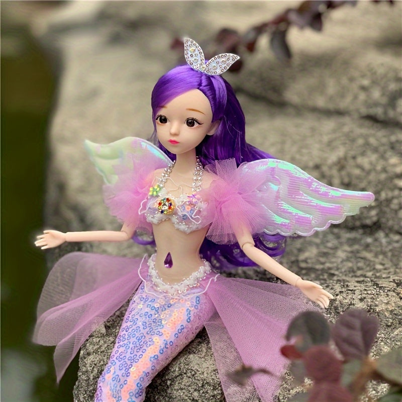 Classic Mermaid Doll Colorful Hair, Glittering Outfit Toy