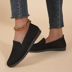 Women's Breathable Knit Flat Shoes Lightweight Slip On Shoes