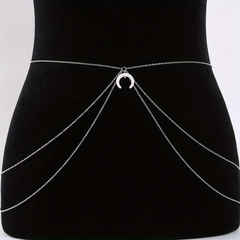 Boho Waist Chain with Crescent Pendant for Women