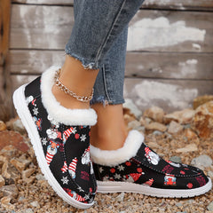 Christmas Print Fluffy Skate Shoes for Women