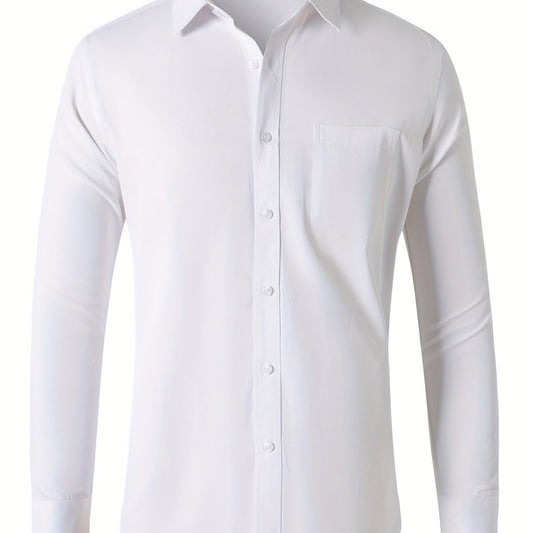 Men's Button Up Shirt with Chest Pocket - Spring/Fall Businesswear