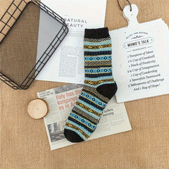 5 Pairs Geometric Print Socks Warm Mid Tube Stockings Women's Hosiery