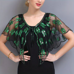1920s Beaded Sequin Shawl Flapper Cape