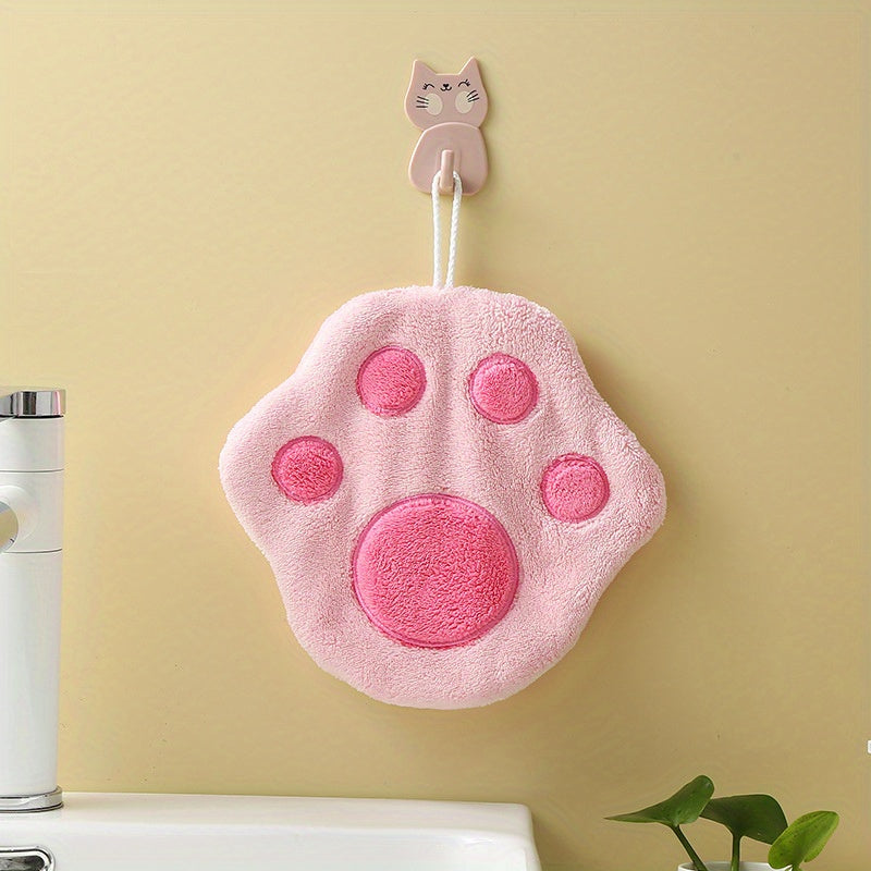 Coral Velvet Cat Footprint Hand Towel for Hands and Feet