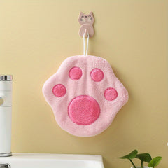 Coral Velvet Cat Footprint Hand Towel for Hands and Feet