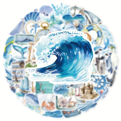 Marine & Sailing Vinyl Stickers Set 50 Pcs for Laptops, Bikes, Water Bottles