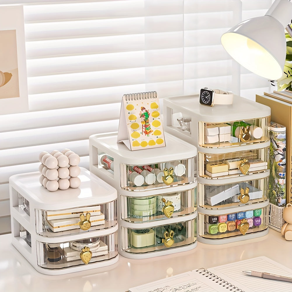 4-Layer Rabbit Storage Box Stationery Storage Multifunctional Desktop Drawer