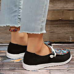 Cow Head & Leopard Print Canvas Loafers Women's Casual Flat Sneakers