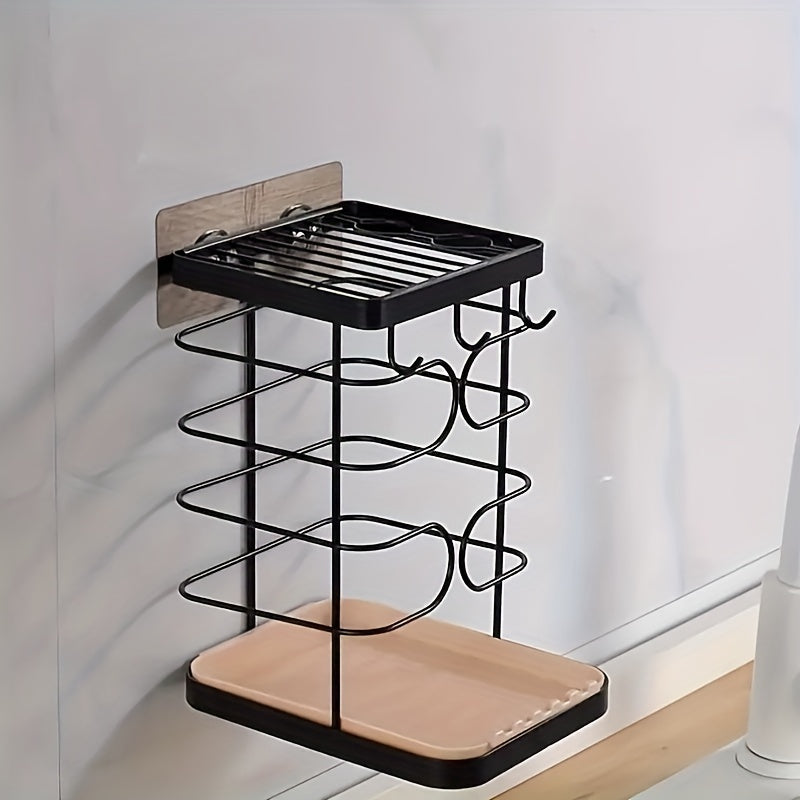 Stainless Steel Kitchen Utensil Holder Rest Countertop Wall-mounted Storage Rack