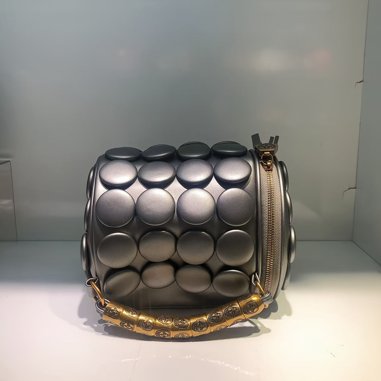 Geometric Hexagon Shoulder Crossbody Bag Golden Zip Large Capacity