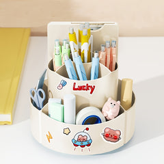 Large Capacity Self Rotating Pen Holder Desktop Storage Box