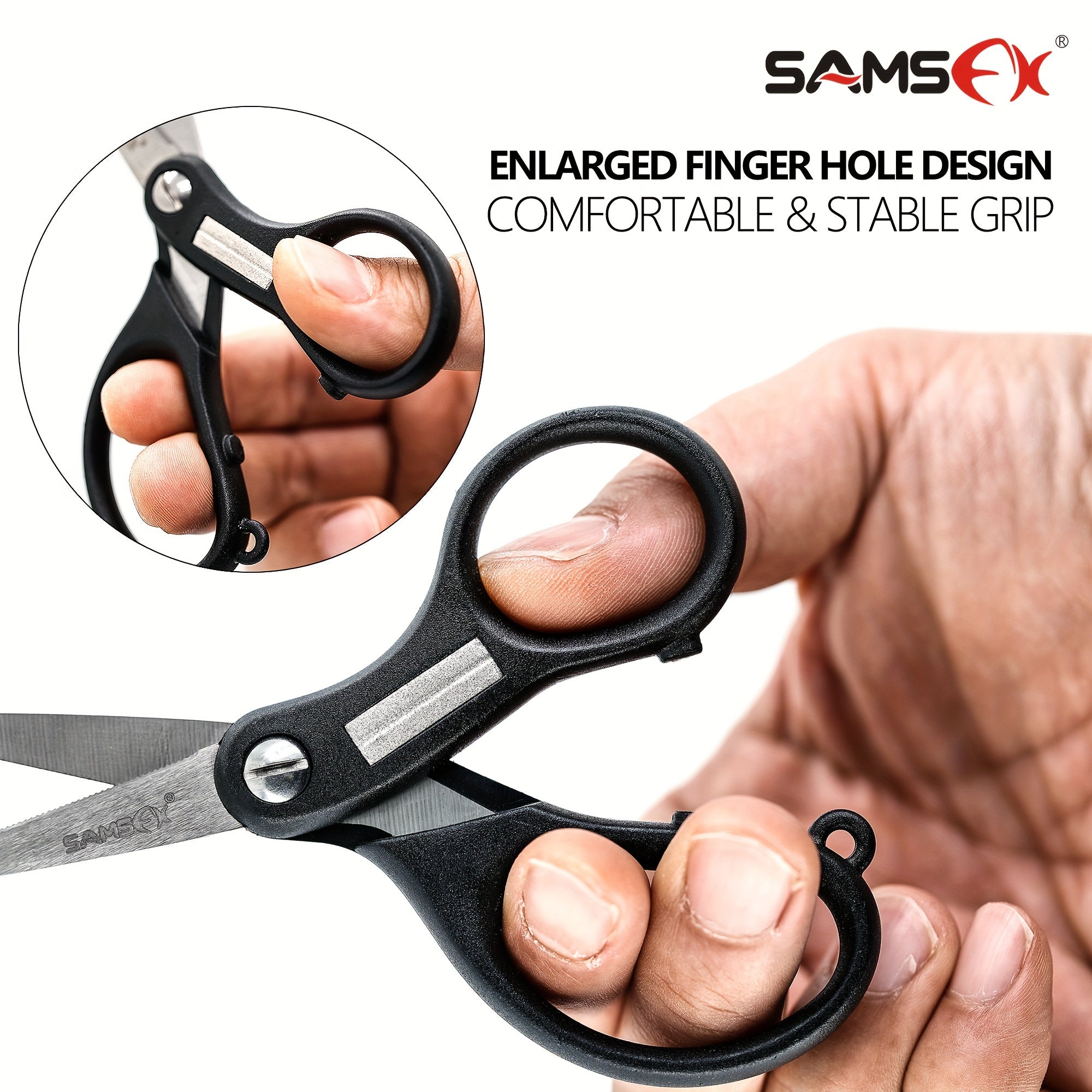 SAMSFX Retractable Lanyard Fishing Scissors with Hook Sharpeners