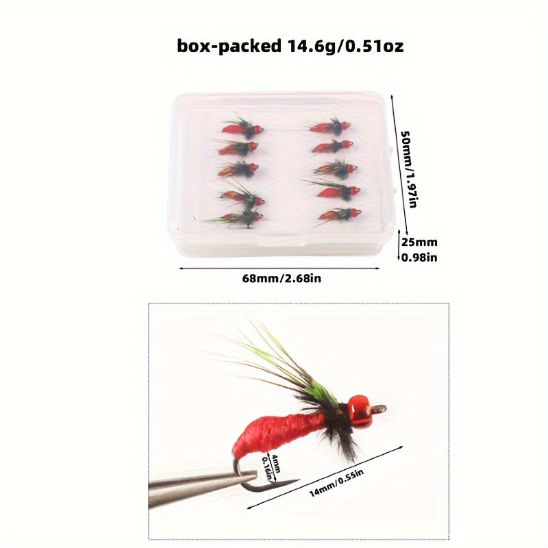 10pcs Artificial Fly Hooks Bionic Fishing Flies Fishing Tackle