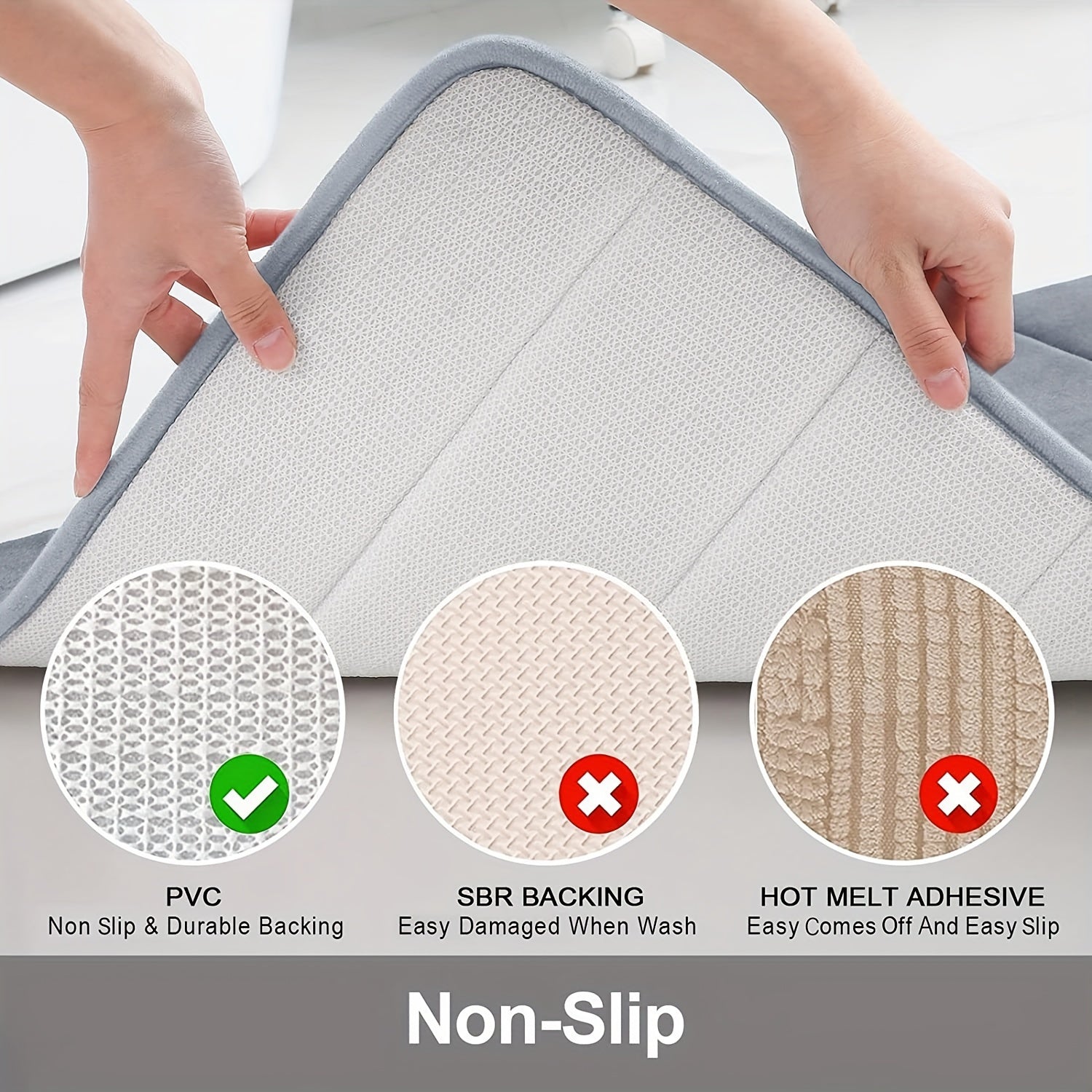 Thick Memory Foam Bath Rug Soft Non Slip Absorbent Bath Mat
