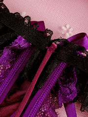 Floral Lace Thongs with Faux Pearl Bow Tie Panties
