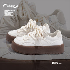 HUANQIU Round Toe Lace-up Skate Shoes Lightweight Sports Sneakers