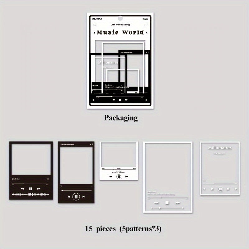 15pcs Large Retro Film Border Journal Stickers Pack