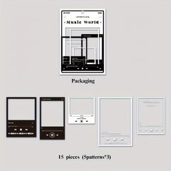 15pcs Large Retro Film Border Journal Stickers Pack