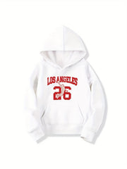 LOS ANGELES Letter Print Boys Hooded Sweatshirt