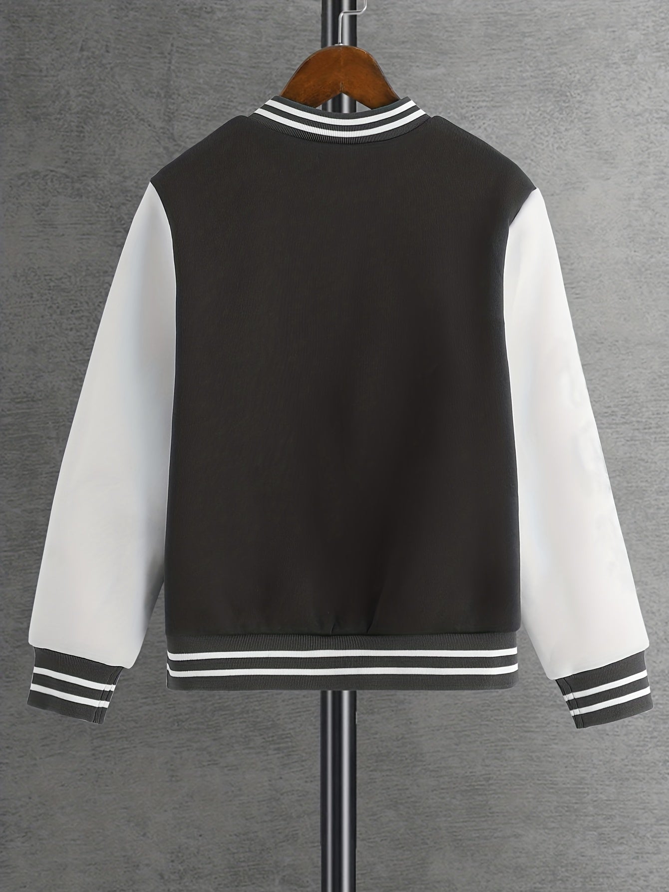 Boys Varsity Jacket Baseball Collar Letter Graphic Drop Shoulder