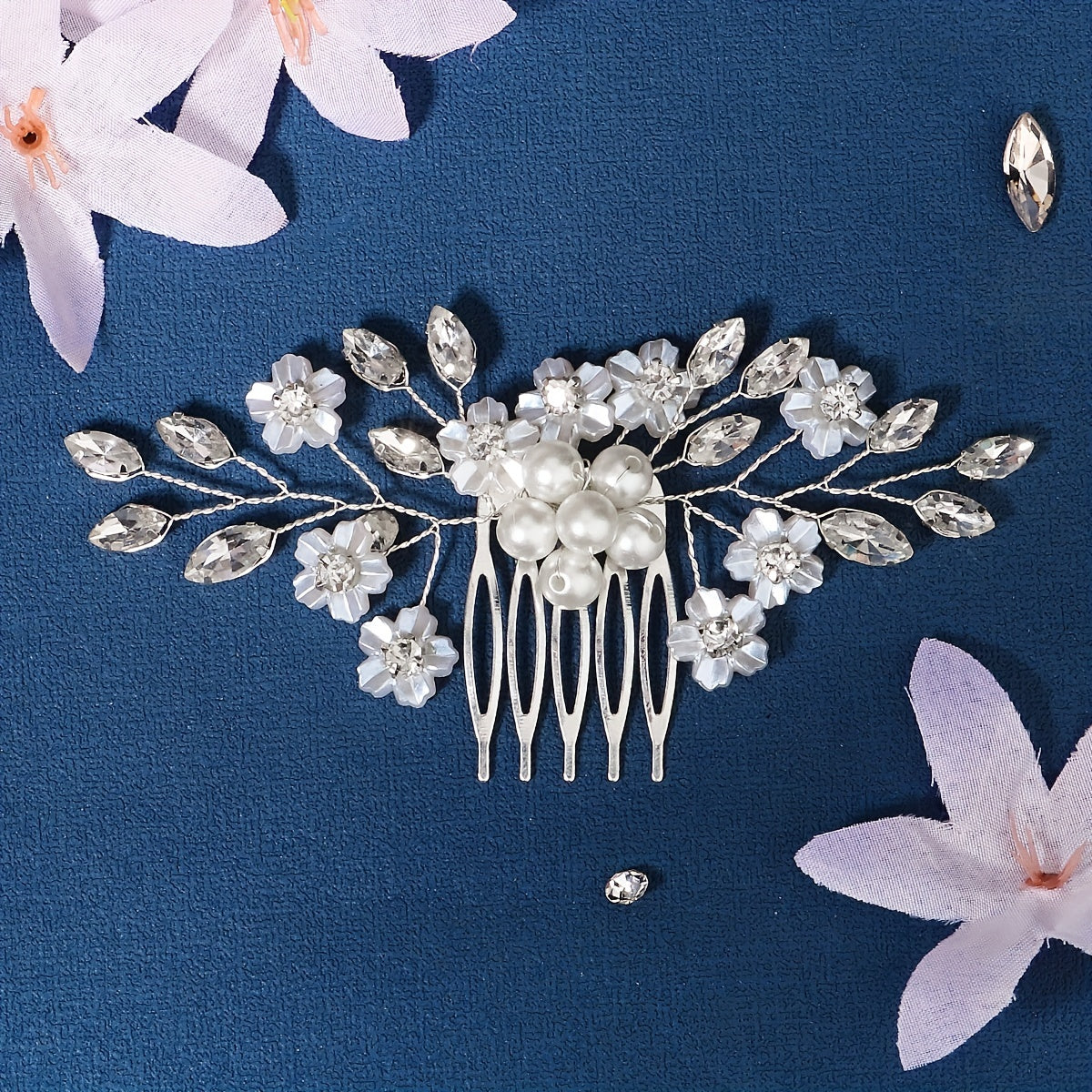 Rhinestone & Pearl Hair Comb Wedding Headwear