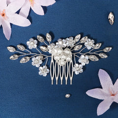 Rhinestone & Pearl Hair Comb Wedding Headwear