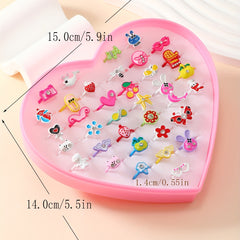 36 Girls Cartoon Multicolor Rings Random Style