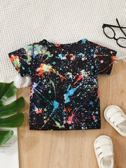 Summer Baby Boys Stylish Splash Ink T-shirt Top