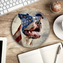 Star Spangled Flag Dog Mouse Pad 22cm - Anti Slip Waterproof