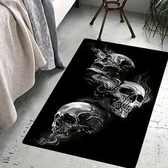 Gothic Skull Printed Mat Anti-slip Flannel Living Room Carpet