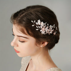 Faux Pearl Crystal Flower Hair Comb Bridal Wedding Hair Accessories