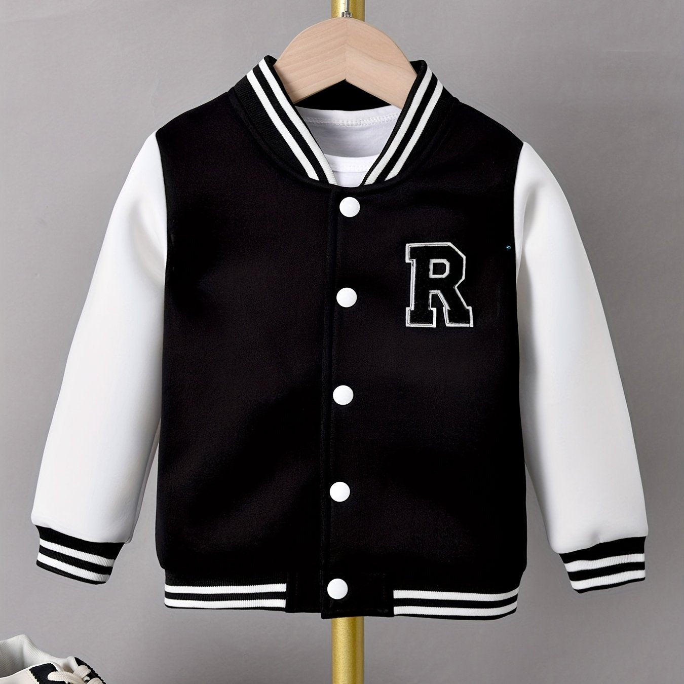 Boys Varsity Jacket Long Sleeve Letter Graphic Block Collar