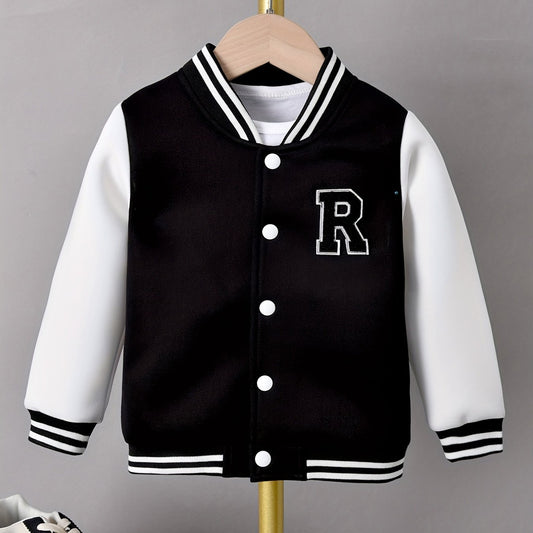 Boys Varsity Jacket Long Sleeve Letter Graphic Block Collar
