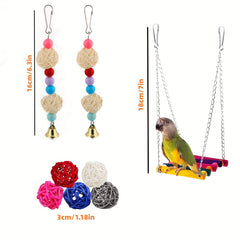 15pcs Bird Chewing Hanging Toys Multicolored Swing Perch Stand Parrot