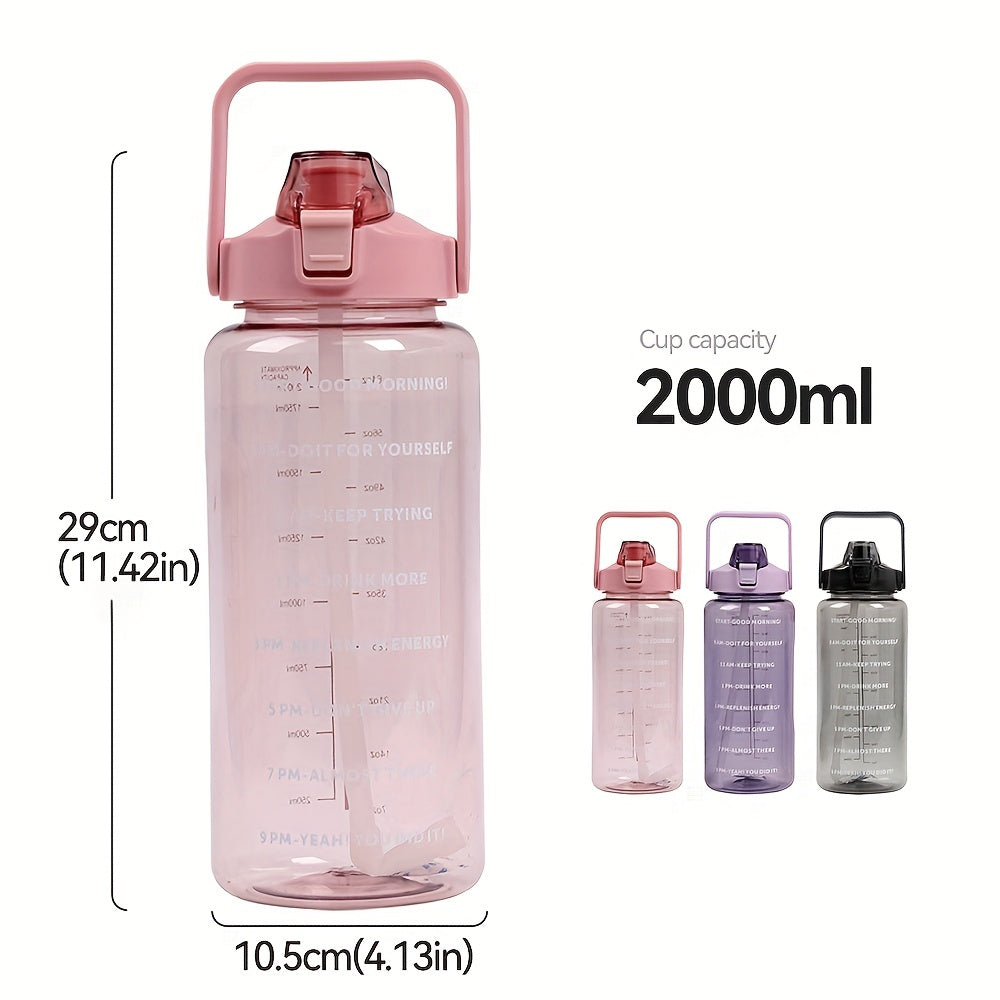 Large Capacity BPA-Free Straw Water Bottle 67oz Leak Proof Portable Bottle