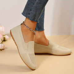 Women's Knit Mesh Slip On Flat Shoes Lightweight & Comfortable